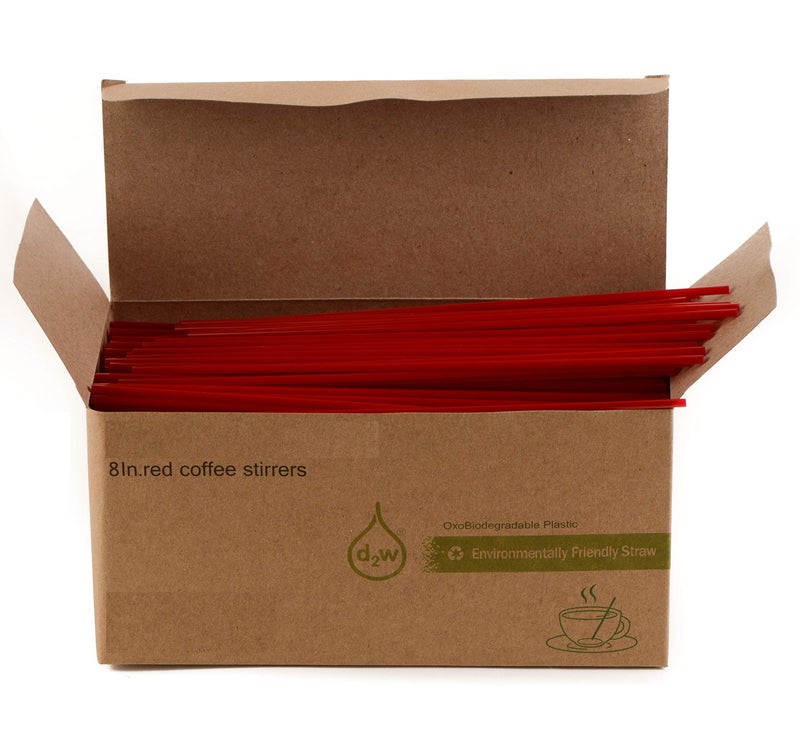 EcoQuality [1000 PACK] 8 Inch Compostable Plastic Stirrer, Bio Degradable, Eco Friendly, Sip Stirrer, Bar Stirrer, Sip Straw, For Coffee, Cocktail, Latte and Tea - 8 Inches, 1000/Box, Red - Image 4